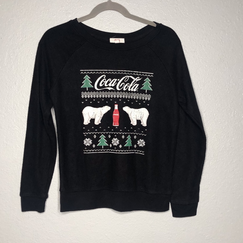 Coca Cola Holiday Sweater Black Polar bear sz Sm